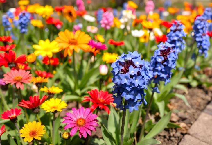 Spring Blooms A Colorful Garden of Blue Flowers